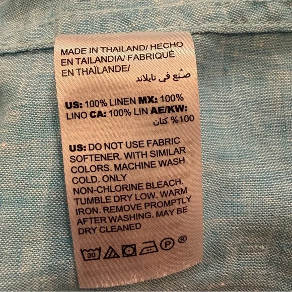 Chico’s 100% linen button down shirt Aqua Blue sz 16/18 - Picture 5 of 5